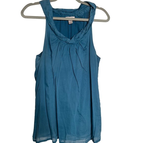 Loft Large Top 100% Cotton Lined Sleeveless Blue/Green Casual Beach - Picture 1 of 13